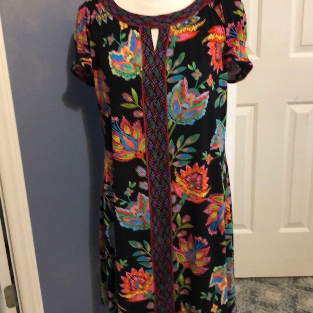 Evan Picone short sleeve tropical print dress. EUC